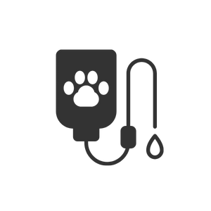 icon of an IV bag with a paw print on it